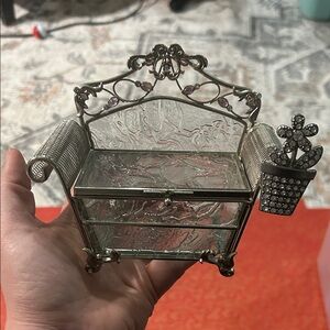 Vintage Silver and Glass Jewelry Box